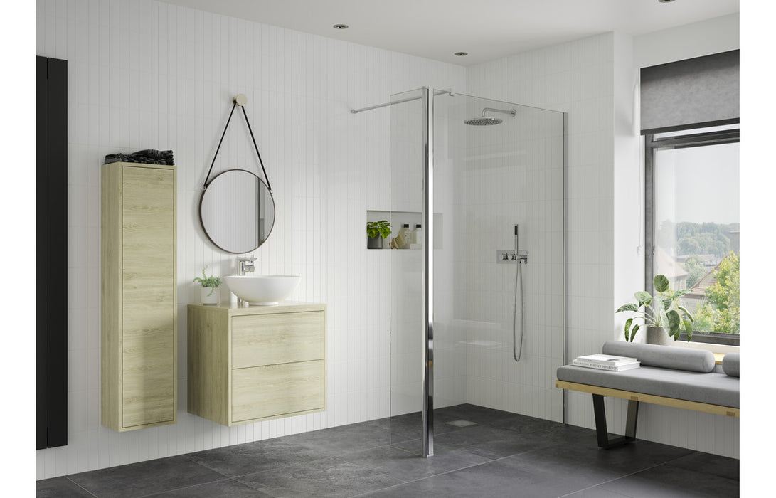 Icorra Optional 1950x300x8mm Rotatable Wetroom Panel (Full Hinge) - Chrome