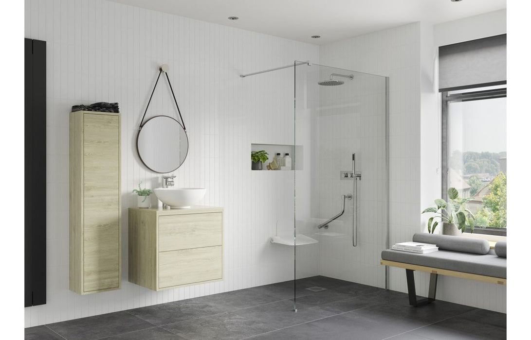 Icorra Optional 1950x300x8mm Rotatable Wetroom Panel (Full Hinge) - Chrome