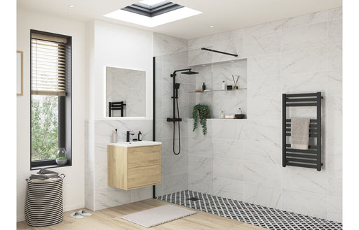 Icorra Wetroom Panel & Support Bar - Black
