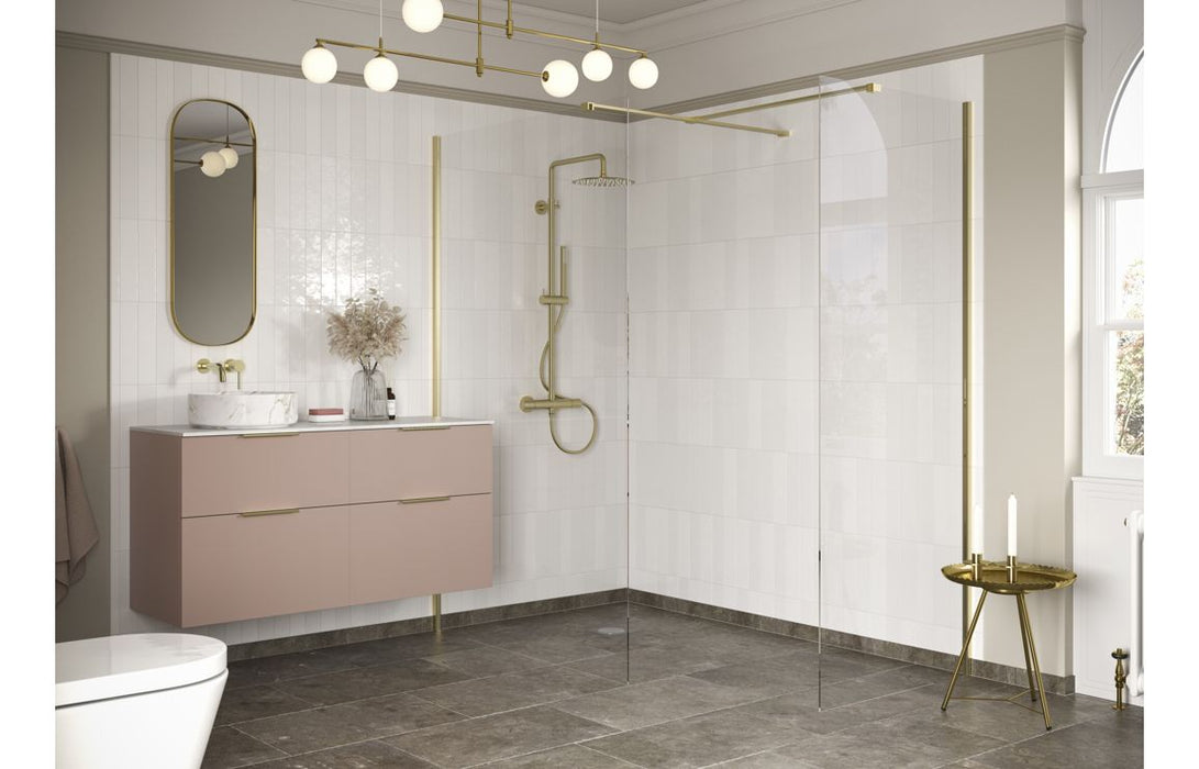 Icorra Wetroom Side Panel & Arm - Brushed Brass