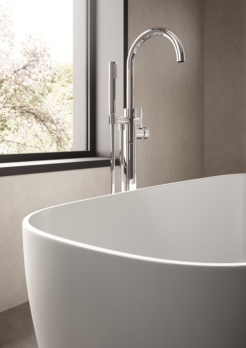 Square Freestanding Bath & Push Button Waste