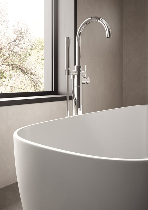 Square Freestanding Bath & Push Button Waste
