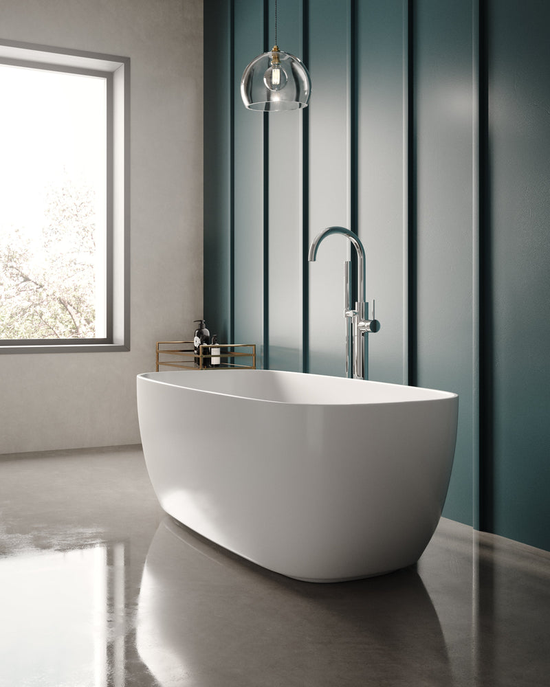 Square Freestanding Bath & Push Button Waste