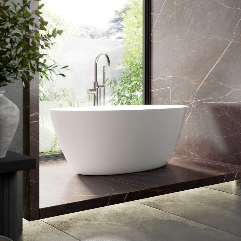 Round Freestanding Bath & Push Button Waste