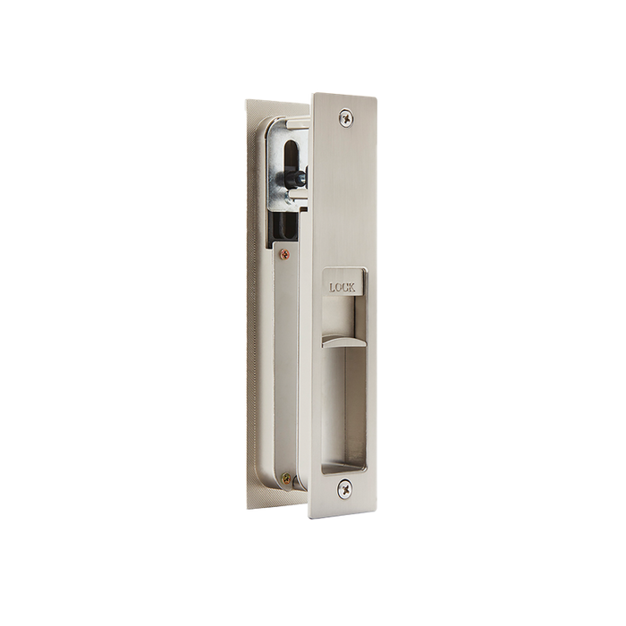 IRONMONGERY GEMINI SATIN CHROME TONE POCKET DOOR PRIVACY SLIDING LOCK