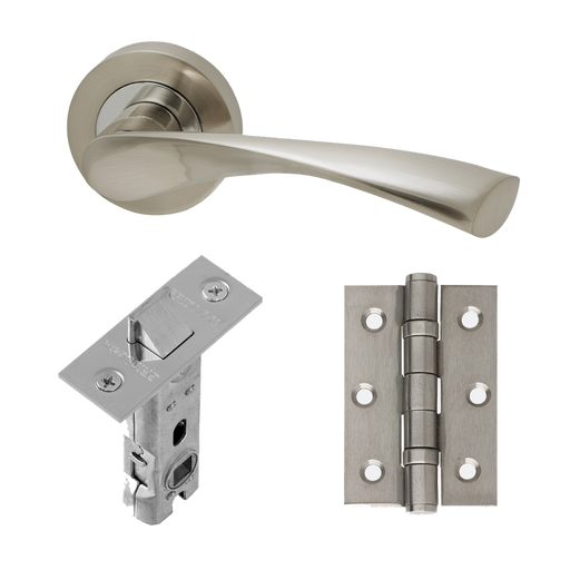 IRONMONGERY SOLAR CHROME TONE HANDLE HARDWARE PACK