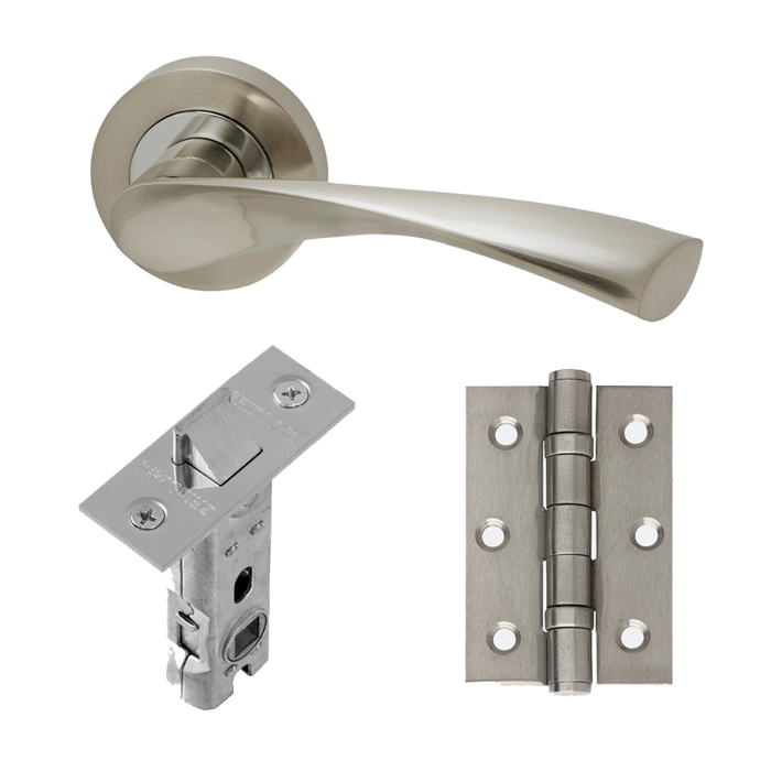 IRONMONGERY SOLAR CHROME TONE HANDLE HARDWARE PACK