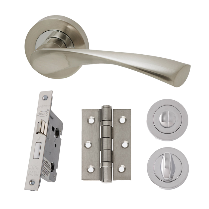 Ironmongery Solar Chrome TonePrivacy Handle Hardware Pack