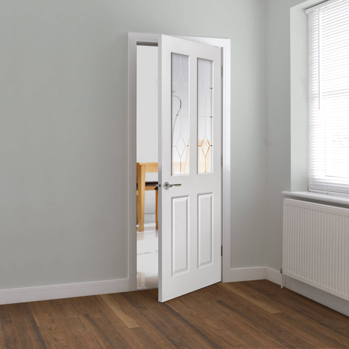 JB Kind Canterbury 2 Light White Internal Door - Grained