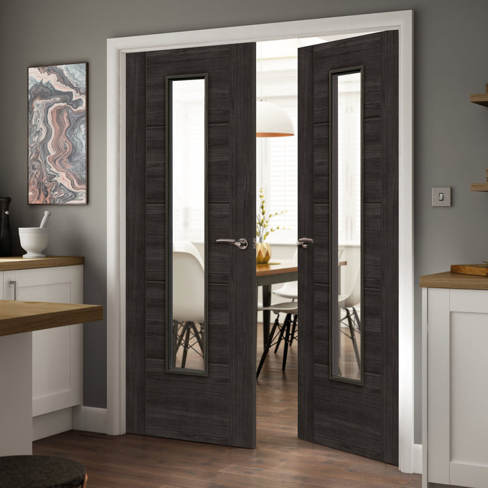 JB Kind Tigris Dark Grey Glazed Laminate Internal Door