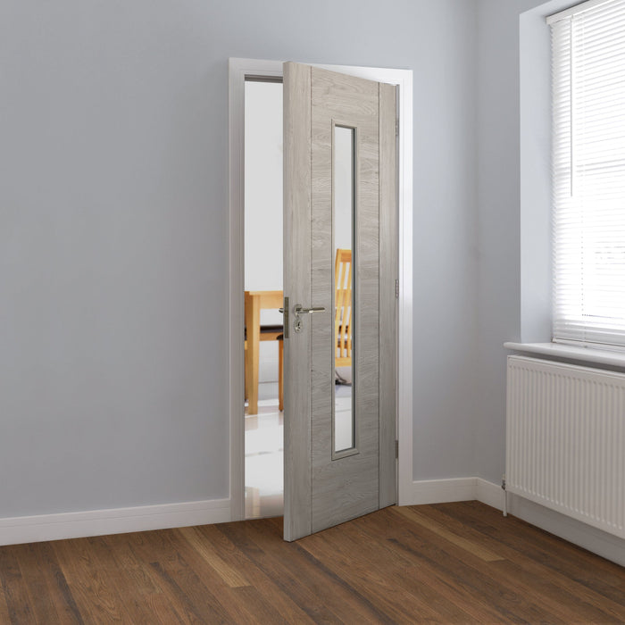 JB Kind Alabama Light Grey Glazed Laminate Internal Door