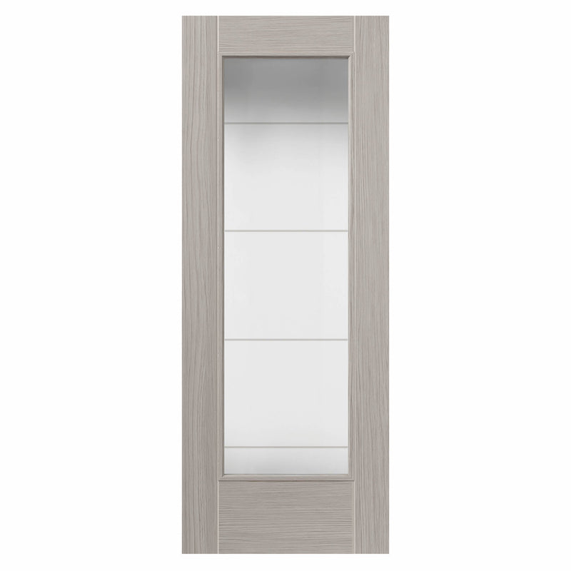 JB Kind TIGRIS LIGHT GREY FULL GLAZED INTERNAL DOOR P/F 35 X 1981 X 610