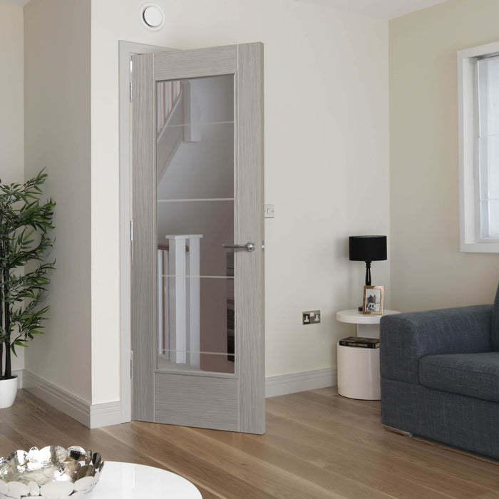 JB Kind Tigris Light Grey Full Glazed Laminate Internal Door