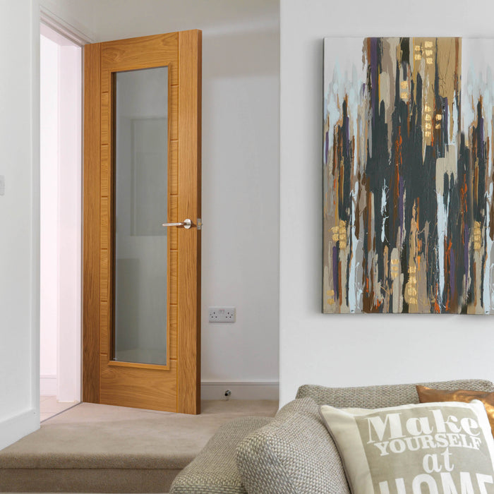JB Kind Palomino Oak Clear Glazed Internal Door