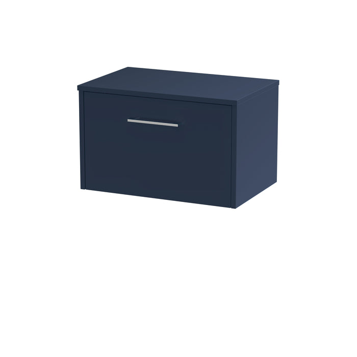 Juno 600mm Midnight Blue 1 Drawer Wall Hung Vanity Unit With Co-ordinating Worktop