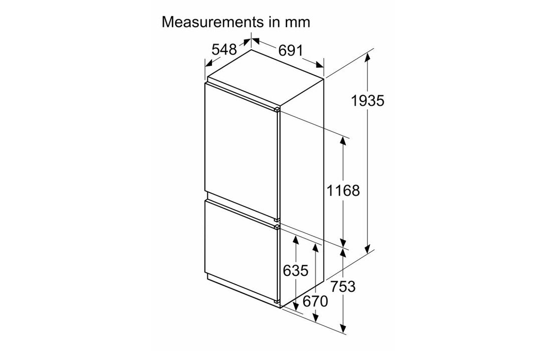 Neff N50 KB7962SE0 B/I Frost Free 60/40 Fridge Freezer (Extra Wide)
