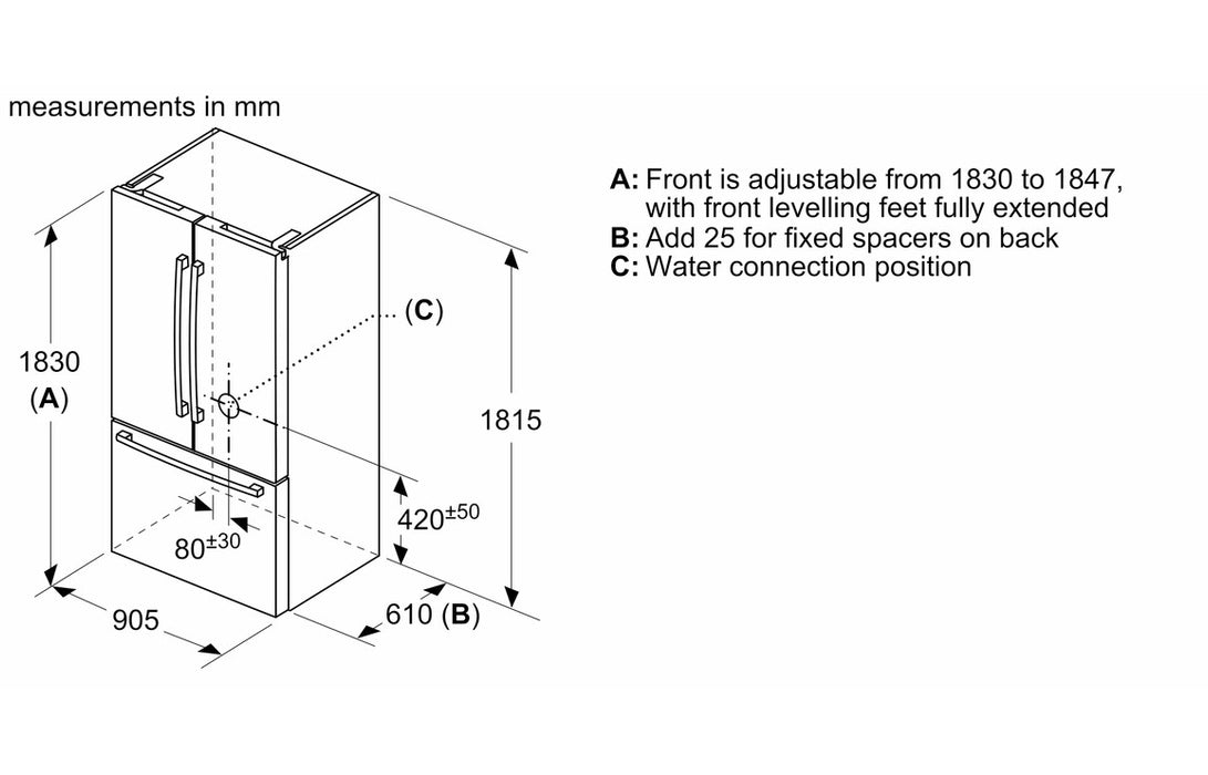 Bosch Series 8 KFF96PIEP F/S NoFrost 3 Door Fridge Freezer - St/Steel