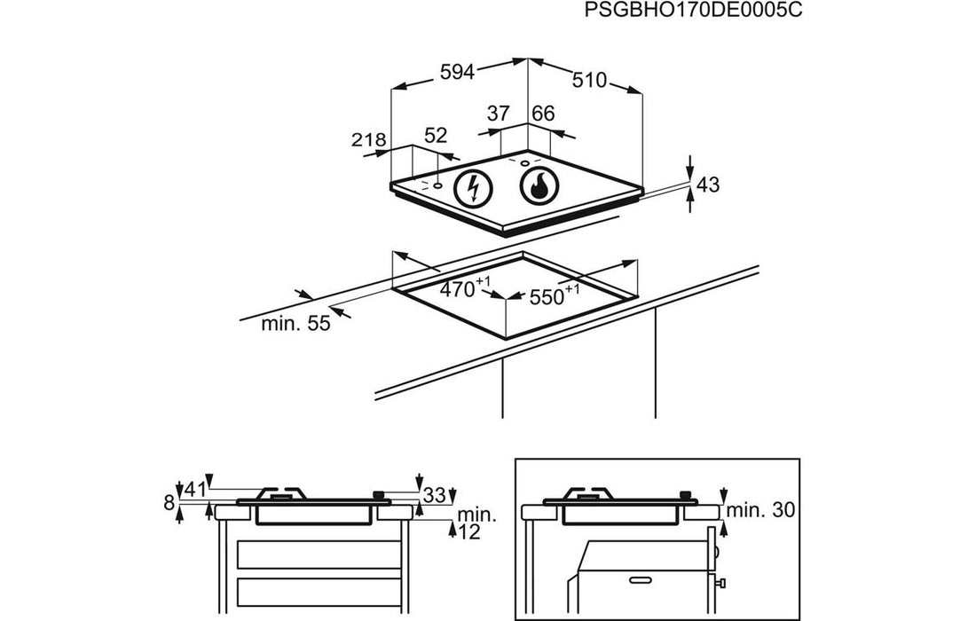 Electrolux KGS6404SX 60cm Gas Hob - St/Steel