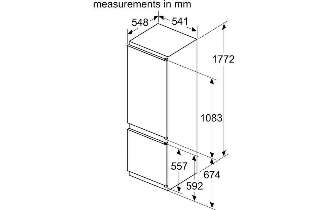 Neff N50 KI5872FE0G B/I Low Frost 70/30 Fridge Freezer (Fixed Hinge)