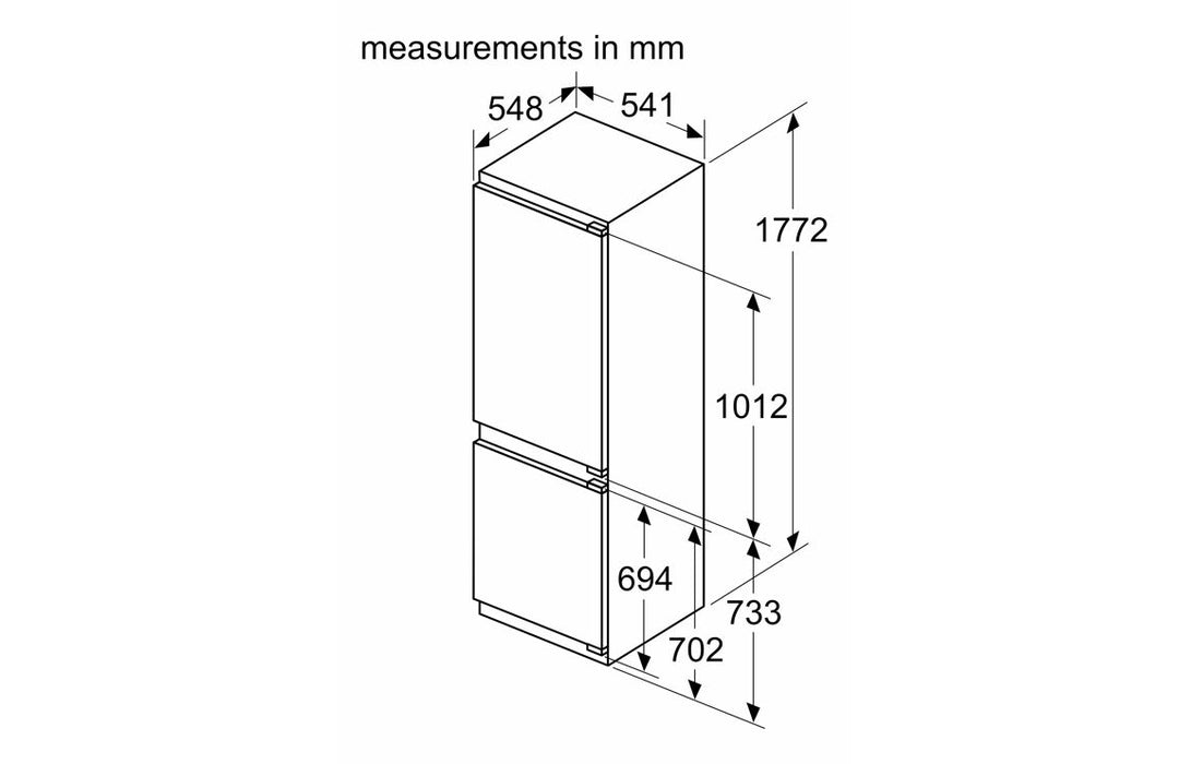Neff N30 KI7861FE0G B/I NoFrost 60/40 Fridge Freezer (Fixed Hinge)