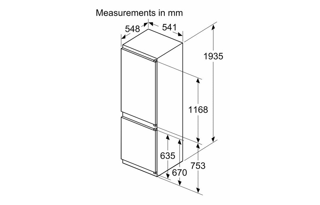 Neff N30 KI7961SE0 B/I NoFrost 60/40 Fridge Freezer
