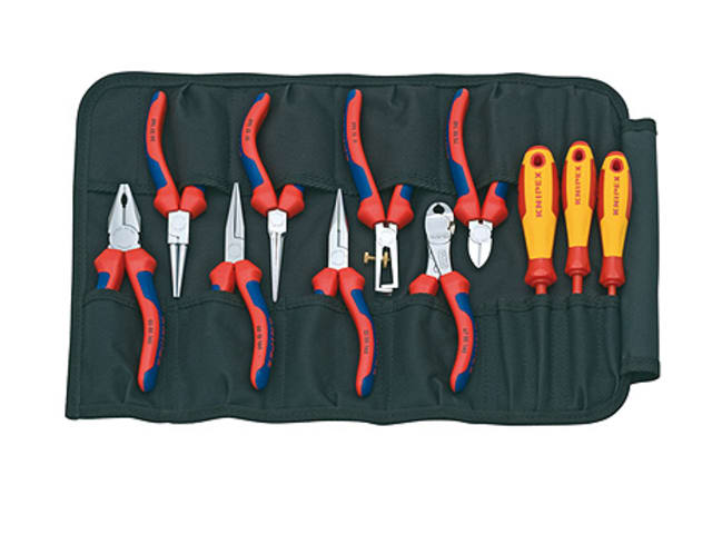 00 19 41 Pliers & Screwdriver Set in Tool Roll, 11 Piece