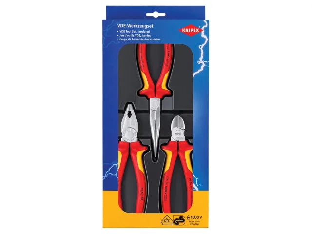 00 20 12 Elektro VDE Pliers Set, 3 Piece