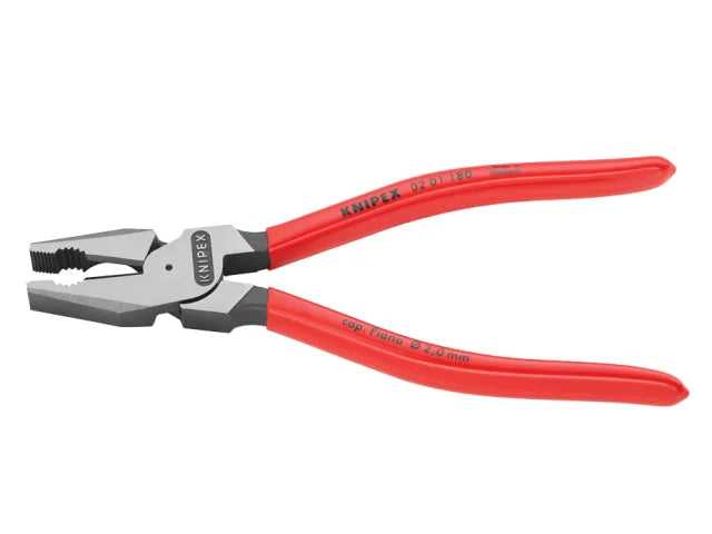 02 01 180 High Leverage Combination Pliers Plastic Coated Grip 180mm