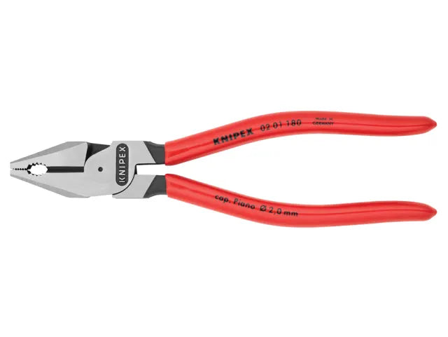 02 01 180 High Leverage Combination Pliers Plastic Coated Grip 180mm