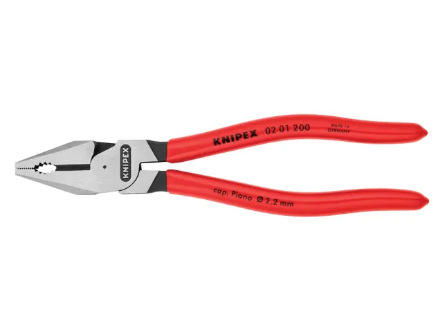 02 01 200 High Leverage Combination Pliers Plastic Coated Grip 200mm