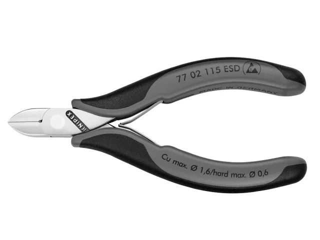77 02 115 ESD Electronics Diagonal Cutters Round Head, Small Bevel 115mm