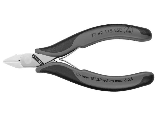 77 42 115 ESD Electronics Diagonal Cutters Pointed Head, Non Bevelled 115mm