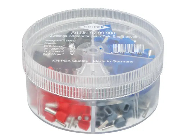 97 99 908 Insulated Twin Wire Ferrules Assortment Box, 200 Piece