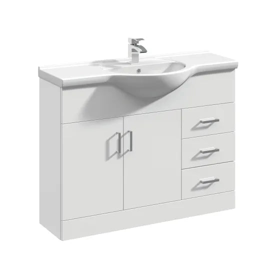 Arley Pro Kass 1050mm Gloss White Floor Standing Vanity Unit With Basin