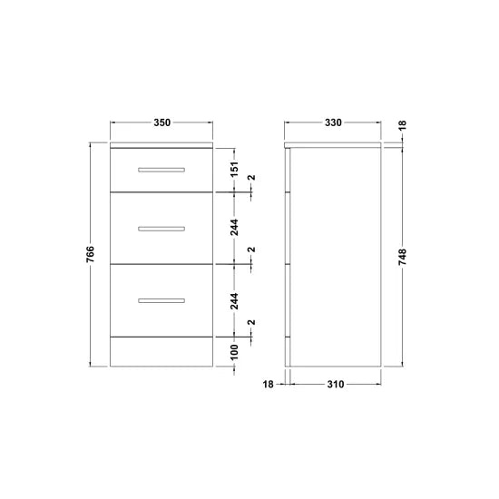 Arley Pro Kass 350mm Gloss White Floor Standing Storage Unit
