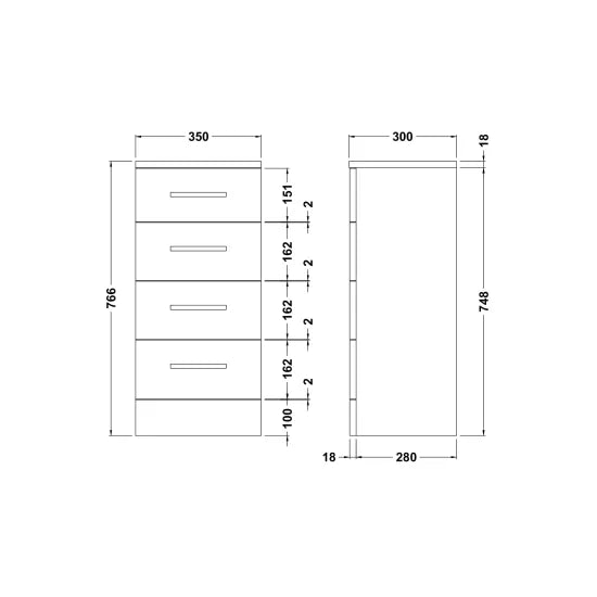 Arley Pro Kass 300mm Gloss White Floor Standing Storage Unit Kass 350