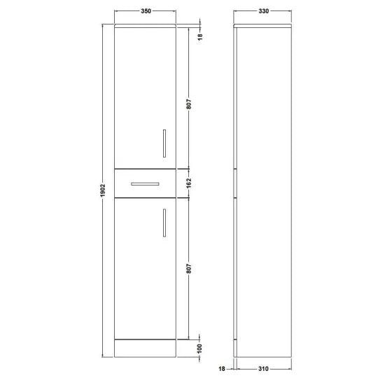 Arley Pro Kass 350 x 330mm Gloss White Tall Unit