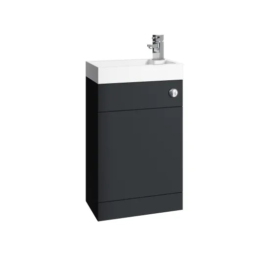 Arley Kass 500mm Satin Soft Black 1 Door WC Unit With 1 Tap Hole Basin & Cistern