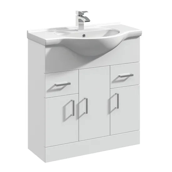 Arley Pro Kass 850mm Gloss White Floor Standing Vanity Unit With Basin