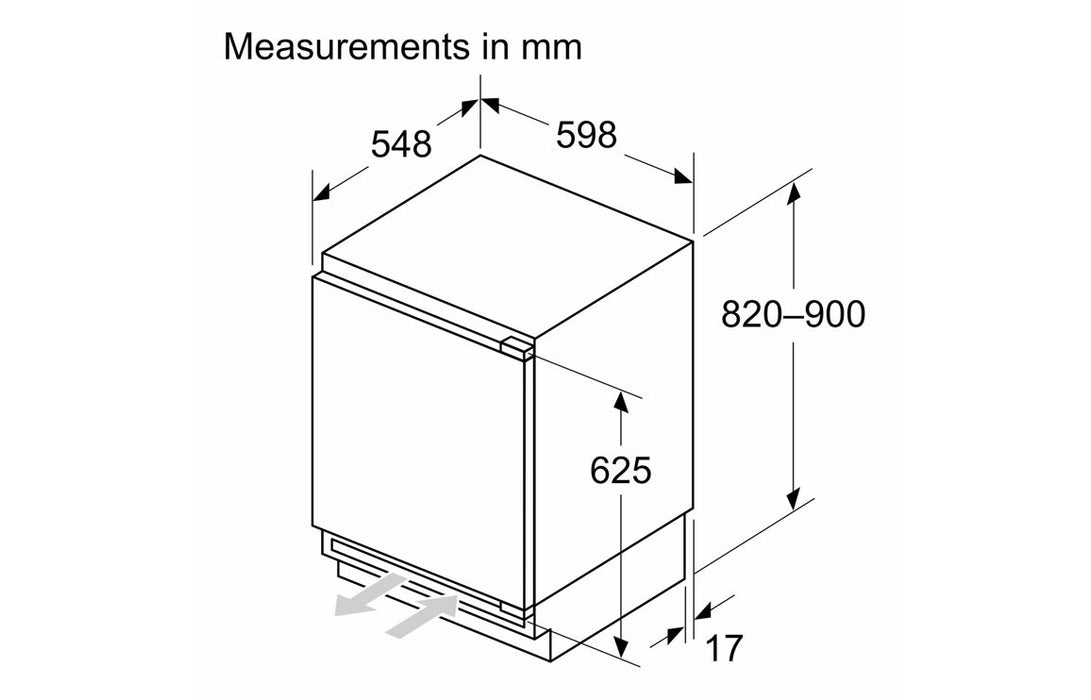 Neff N50 KU2222FD0G B/I Under Counter Fridge w/Ice Box