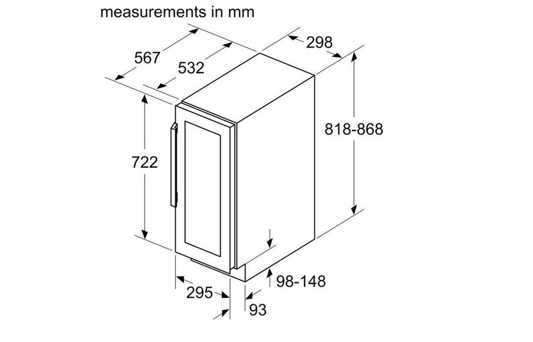 Bosch Series 6 KUW20VHF0G B/I Under Counter 30cm Wine Cooler - Black
