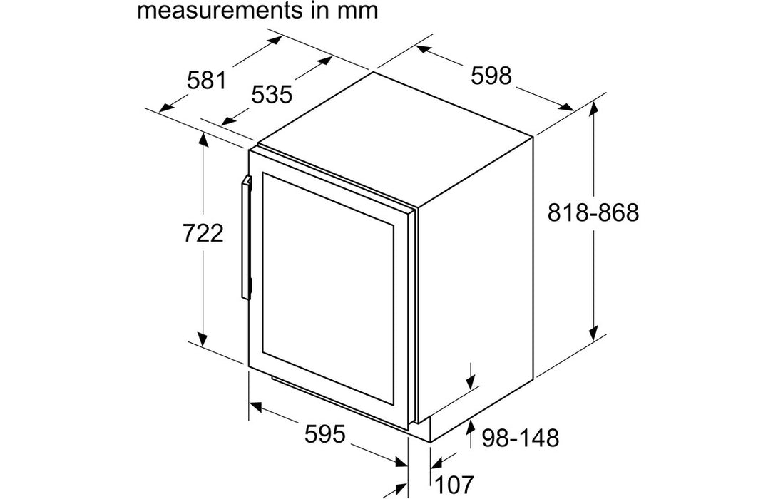 Bosch Series 6 KUW21AHG0G B/I Under Counter 60cm Wine Cooler - Black