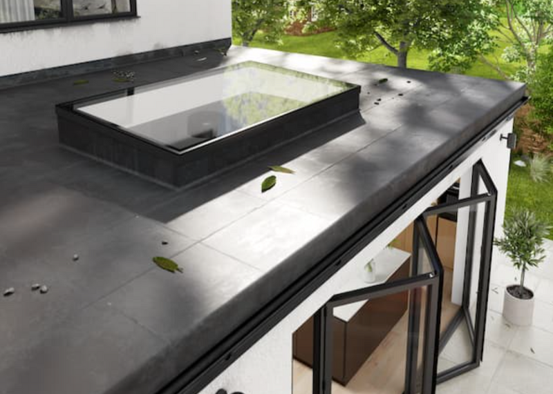 Korniche Flat Glass Aluminium Rooflight –  Blue or Clear Glass - BLACK