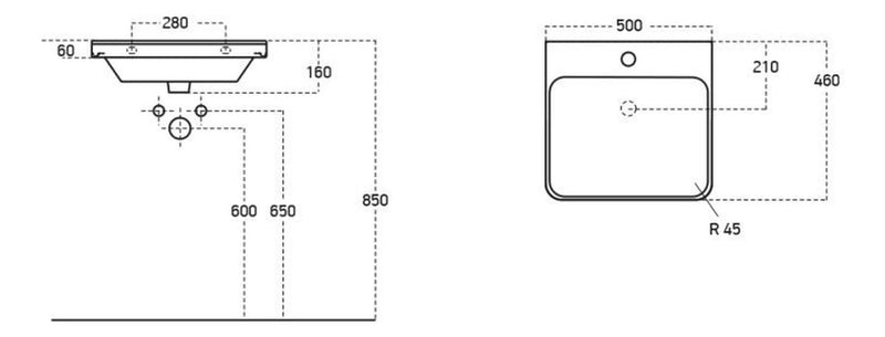Nubo 500mm Wall Hung 2 Drawer Basin Unit & 1TH Basin