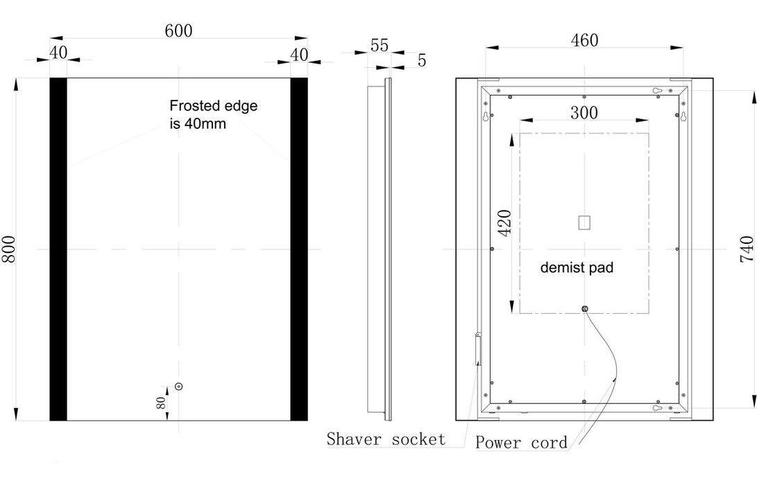 Kyra Rectangle Front-Lit LED Mirror
