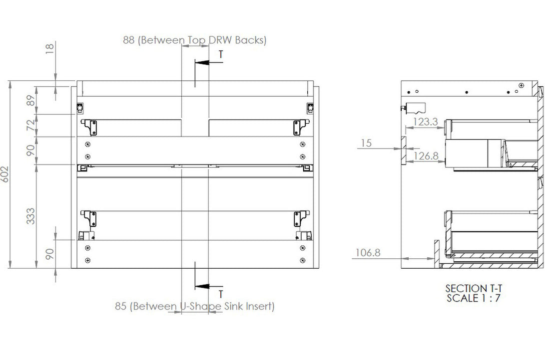 Lavena 805mm 2 Drawer Wall Hung Basin Unit - Matt Sage Green