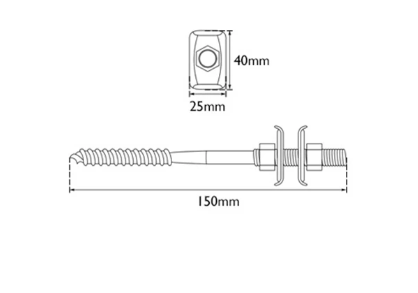 Carron Hexagon Thread Wall Stay- Chrome Finish