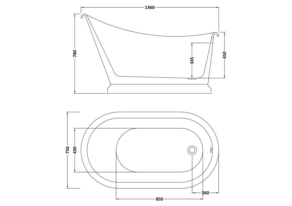 Old London 1360mm Freestanding Slipper Bath