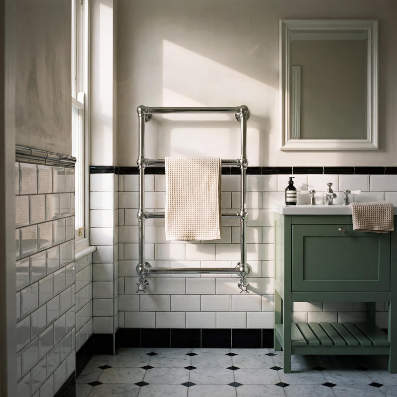 Old London Chrome 748mm x 498mm Heated Towels Rails Horizontal Heated Towel Rail