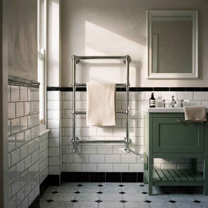 Old London Chrome 748mm x 498mm Heated Towels Rails Horizontal Heated Towel Rail